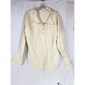 Cotton Lace Up Blouse XXL Ivory Renaissance Pirate Cottagecore Tunic Molina